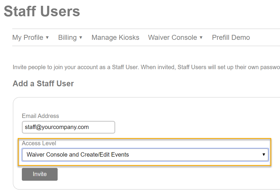 Staff User Access to Events